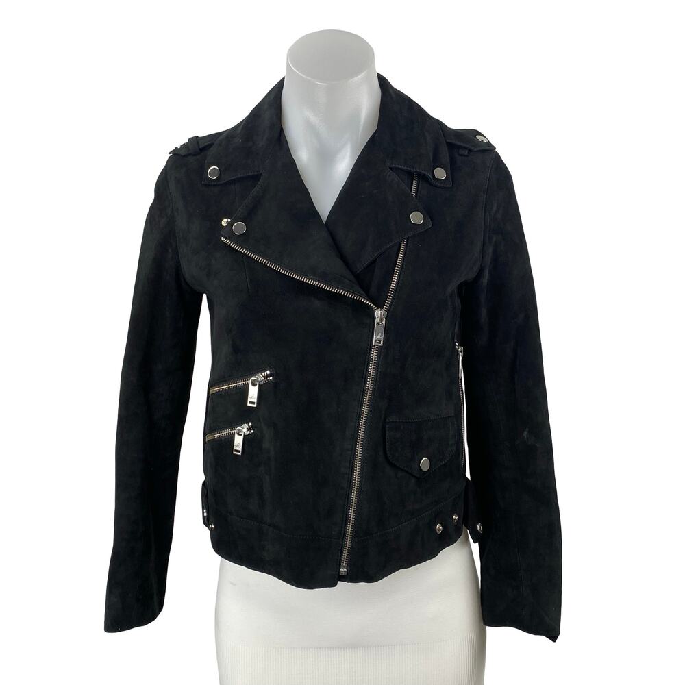 Beymen Club 100% Lamb Leather Men's Black Long Sleeve Moto Biker Coat Jacket XS